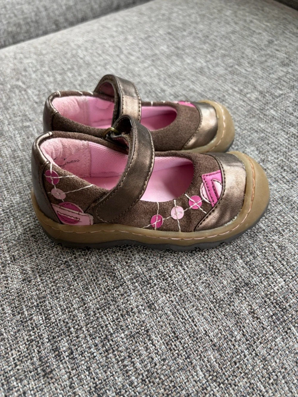 Jumping Jacks Brown Mary Jane Shoes with Pink Lining